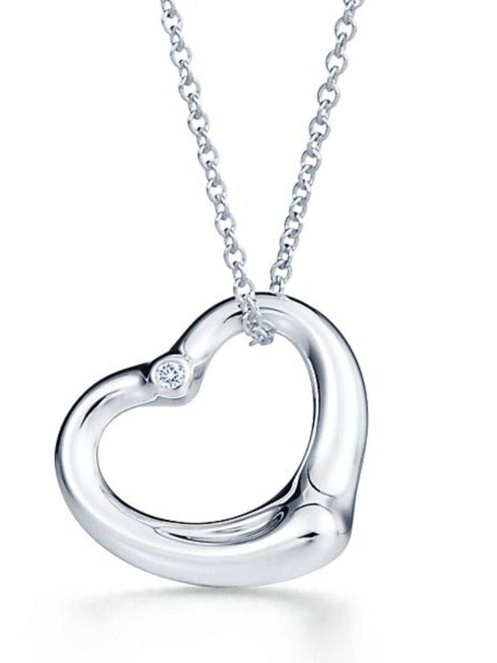 Tiffany & Co. Elsa Peretti Open Heart Diamond Sterling Silver Necklace